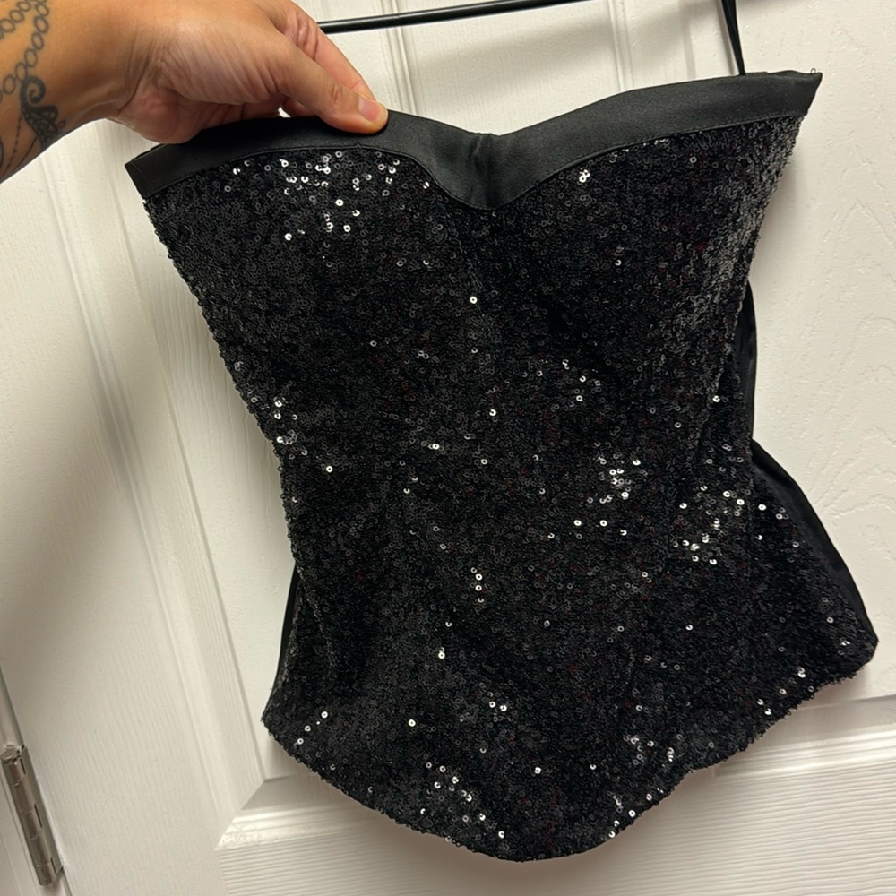 Large black sequin Charlotte Russe corset top
